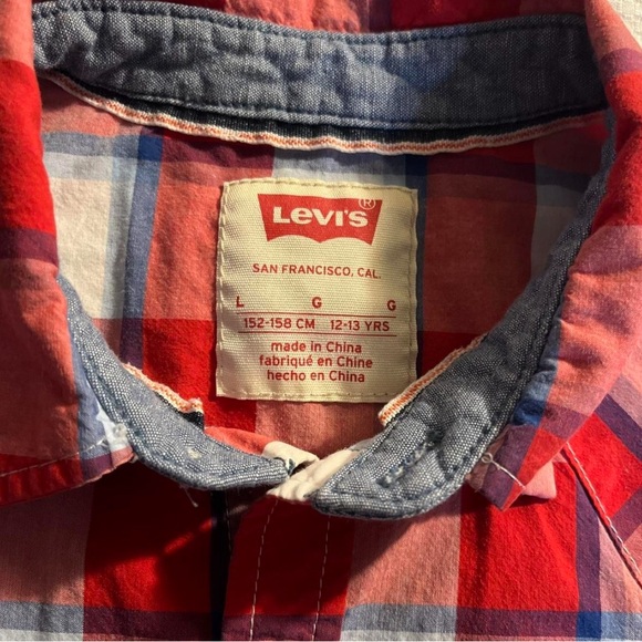 Levi's Red and Blue Casual pearl Button Down Shirt - Picture 4 of 7